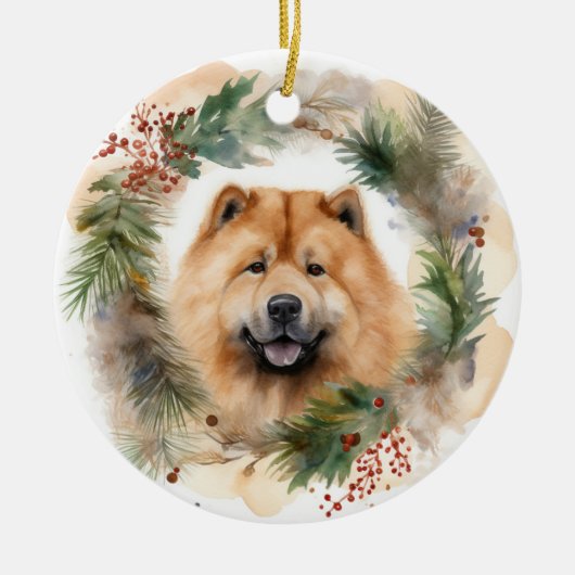 Chow Chow Weihnachtsmann Weihnachtsfest-Jungtier Keramik Ornament (Vorne)