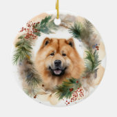 Chow Chow Weihnachtsmann Weihnachtsfest-Jungtier Keramik Ornament (Hinten)