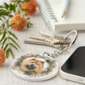 Chow Chow Weihnachtsmann Weihnachtsfest-Jungtier Schlüsselanhänger (Vorderseite rechts)