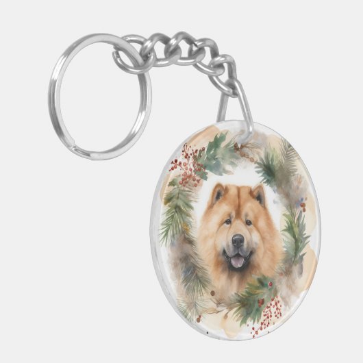 Chow Chow Weihnachtsmann Weihnachtsfest-Jungtier Schlüsselanhänger (Vorderseite links)