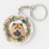 Chow Chow Weihnachtsmann Weihnachtsfest-Jungtier Schlüsselanhänger (Rückseite)