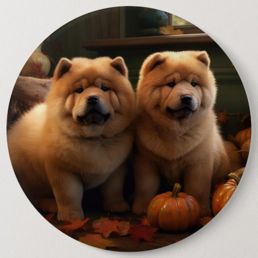 Chow Chow Welpe Herbst Delight Pumpen Button (Vorderseite)