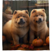 Chow Chow Welpe Herbst Delight Pumpen Duschvorhang (Vorderseite)