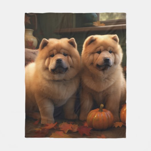 Chow Chow Welpe Herbst Delight Pumpen Fleecedecke (Vorderseite)