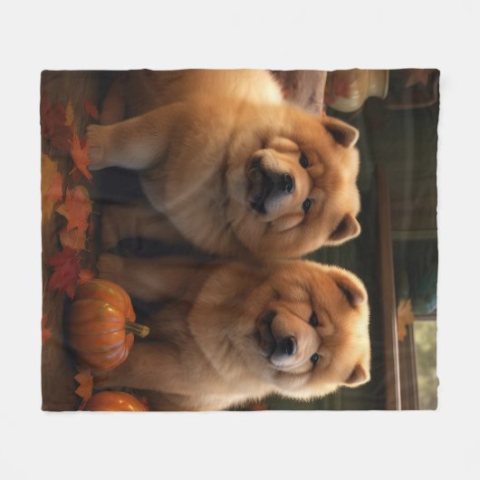 Chow Chow Welpe Herbst Delight Pumpen Fleecedecke (Vorderseite (Horizontal))