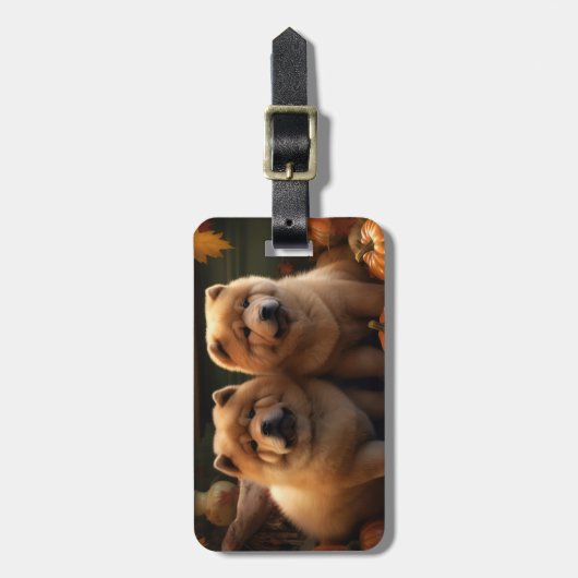 Chow Chow Welpe Herbst Delight Pumpen Gepäckanhänger (Vorderseite vertikal)