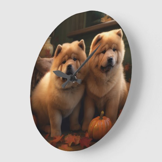 Chow Chow Welpe Herbst Delight Pumpen Große Wanduhr (Winkel)