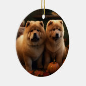 Chow Chow Welpe Herbst Delight Pumpen Keramik Ornament (Rechts)
