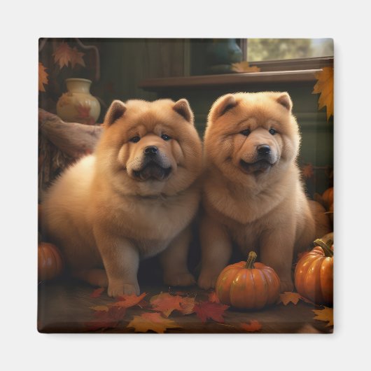 Chow Chow Welpe Herbst Delight Pumpen Magnet (Vorne)