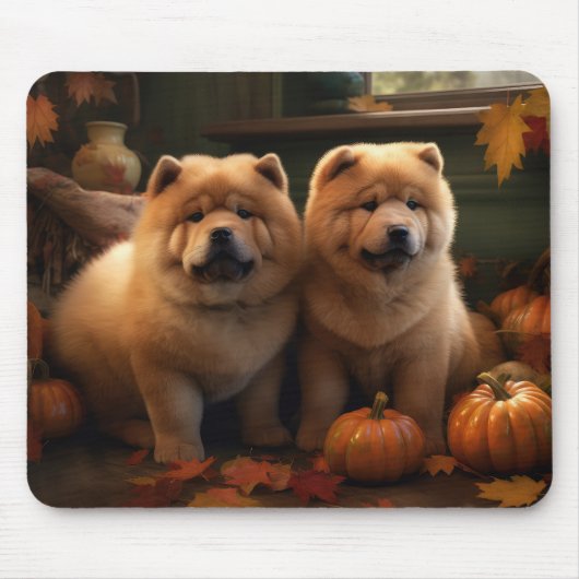 Chow Chow Welpe Herbst Delight Pumpen Mousepad (Vorne)