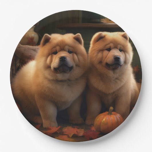 Chow Chow Welpe Herbst Delight Pumpen Pappteller (Vorderseite)