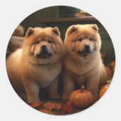 Chow Chow Welpe Herbst Delight Pumpen Runder Aufkleber (Vorderseite)