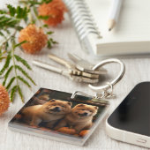 Chow Chow Welpe Herbst Delight Pumpen Schlüsselanhänger (Vorderseite rechts)