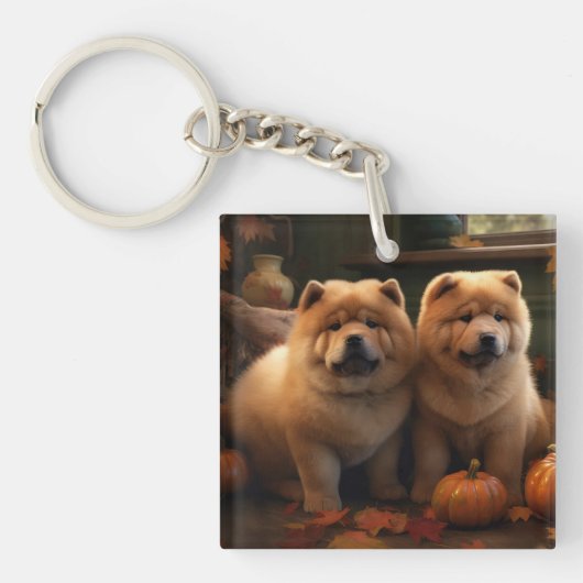 Chow Chow Welpe Herbst Delight Pumpen Schlüsselanhänger (Vorderseite)