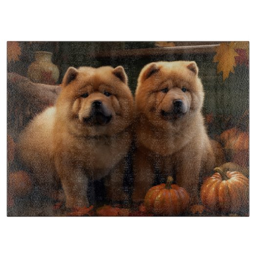 Chow Chow Welpe Herbst Delight Pumpen Schneidebrett (Vorderseite)
