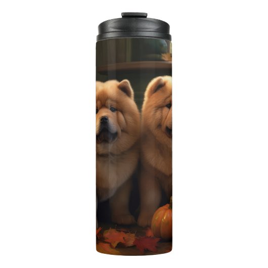 Chow Chow Welpe Herbst Delight Pumpen Thermosbecher (Vorderseite)