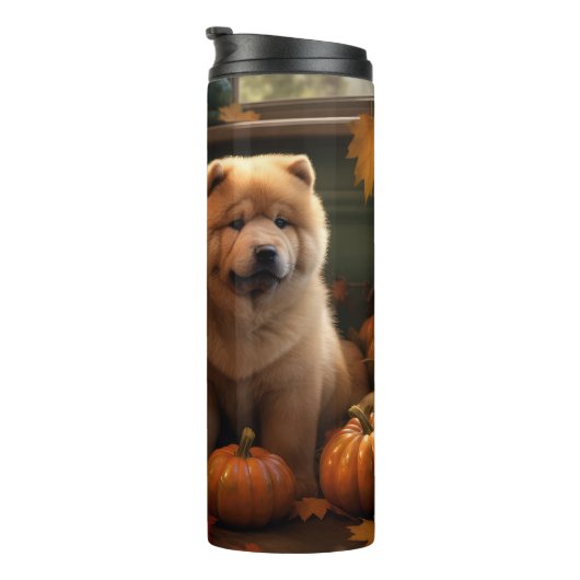 Chow Chow Welpe Herbst Delight Pumpen Thermosbecher (Nach rechts gedreht)