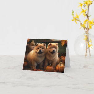 Chow Chow Welpe Herbstfreude Kürbis Karte