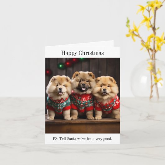 Chow Chow Welpen Weihnachtskarte Karte (Gelbe Blume)