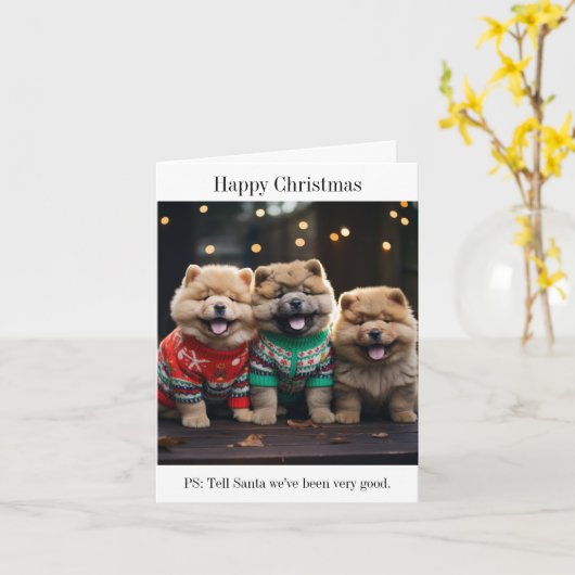 Chow Chow Welpen Weihnachtskarte Karte (Gelbe Blume)