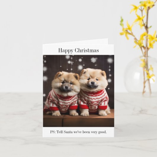 Chow Chow Welpen Weihnachtskarte Karte (Gelbe Blume)