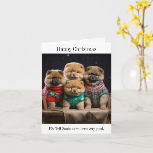 Chow Chow Welpen Weihnachtskarte Karte (Gelbe Blume)