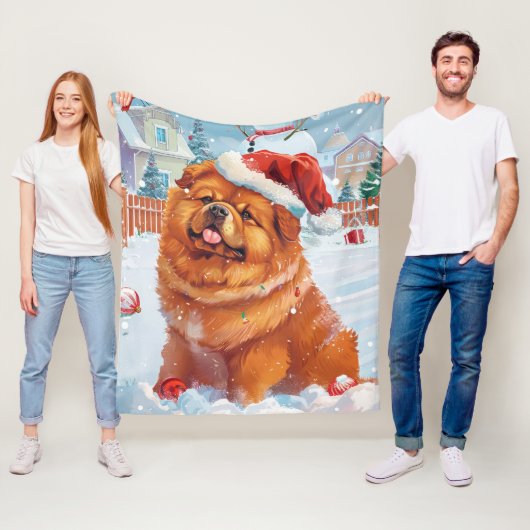 Chow Chow Winter Wonderland Weihnachtsfreude Fleecedecke (Beispiel)