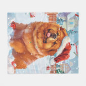 Chow Chow Winter Wonderland Weihnachtsfreude Fleecedecke (Vorderseite (Horizontal))