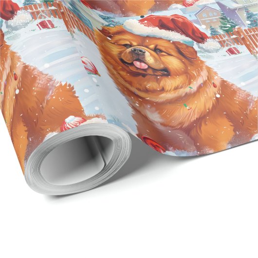 Chow Chow Winter Wonderland Weihnachtsfreude Geschenkpapier (Rolleneckpunkt)