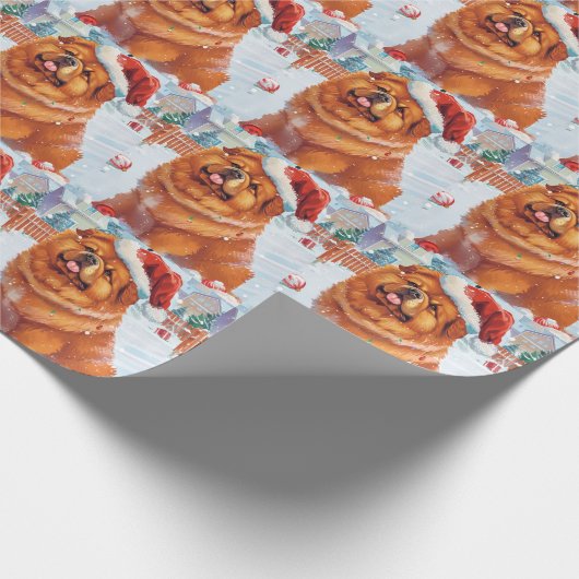 Chow Chow Winter Wonderland Weihnachtsfreude Geschenkpapier (Ecke)