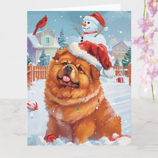 Chow Chow Winter Wonderland Weihnachtsfreude Karte (Orchidee)