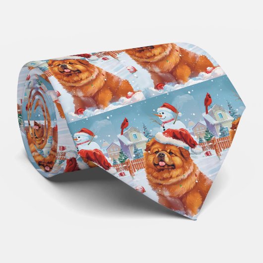 Chow Chow Winter Wonderland Weihnachtsfreude Krawatte (Gerollt)