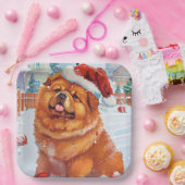 Chow Chow Winter Wonderland Weihnachtsfreude Pappteller (Party)