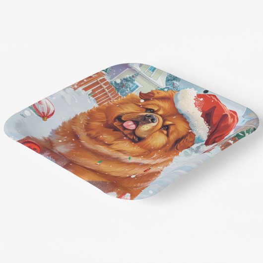 Chow Chow Winter Wonderland Weihnachtsfreude Pappteller (Gewinkelt)
