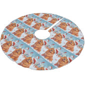 Chow Chow Winter Wonderland Weihnachtsfreude Polyester Weihnachtsbaumdecke (Schrägansicht)