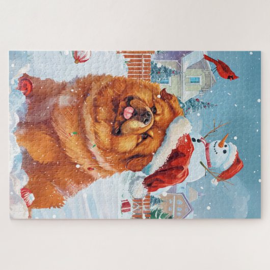 Chow Chow Winter Wonderland Weihnachtsfreude Puzzle (Horizontal)