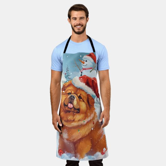 Chow Chow Winter Wonderland Weihnachtsfreude Schürze (Getragen)