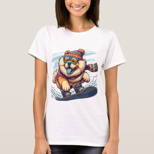Chow-Chow-Wintersport-Snowboard T-Shirt (Vorderseite)