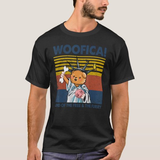 Chow Chow Woofica Land Of The Free Furry Pet Dog T-Shirt (Vorderseite)