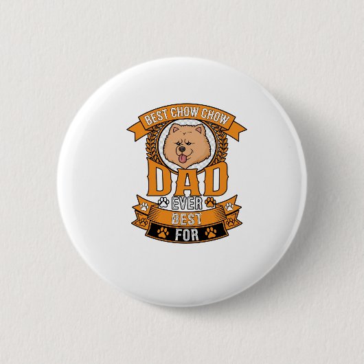 Chow Dad Hund Immer Kranz Pfotenabdrücke Button (Vorderseite)