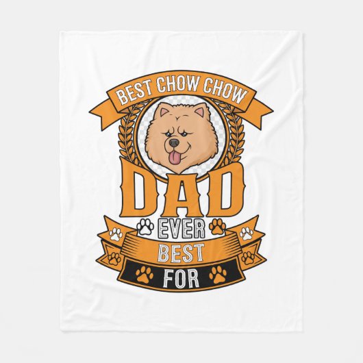 Chow Dad Hund Immer Kranz Pfotenabdrücke Fleecedecke (Vorderseite)