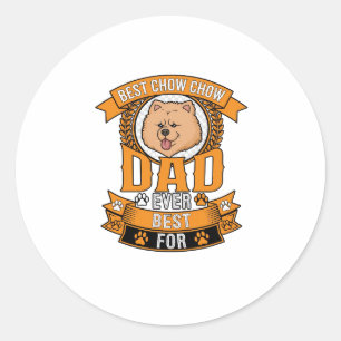 Chow Dad Hund Immer Kranz Pfotenabdrücke Runder Aufkleber