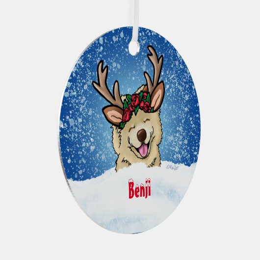 Chow Reindeer Ornament Aus Metall (Vorderseite Rechts)