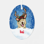 Chow Reindeer Ornament Aus Metall (Vorderseite links)