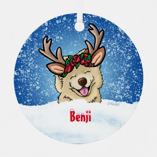 Chow Reindeer Ornament Aus Metall (Vorderseite)