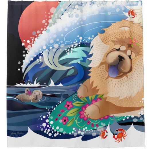 CHOWABUNGA - Chow - Showvorhang oder Hundeschau Duschvorhang (Vorderseite)