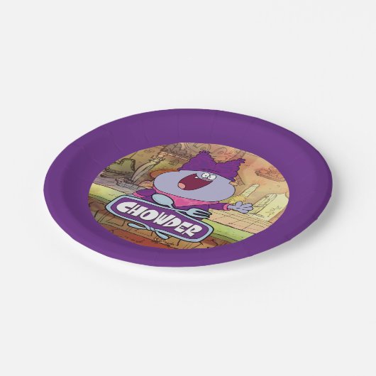 Chowder Waving Pappteller (Schrägansicht)