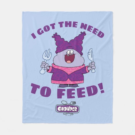 Chowy mit Gabel und Messer Fleecedecke (Vorderseite)