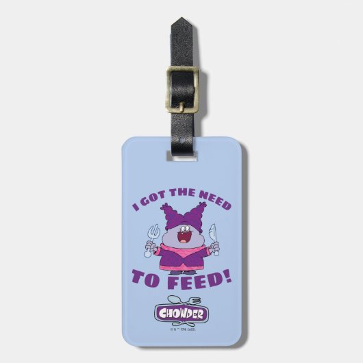 Chowy mit Gabel und Messer Gepäckanhänger (Vorderseite vertikal)