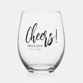 Chrers Black Script Typografy Hochzeit Weinglas Ohne Stiel (Vorderseite)